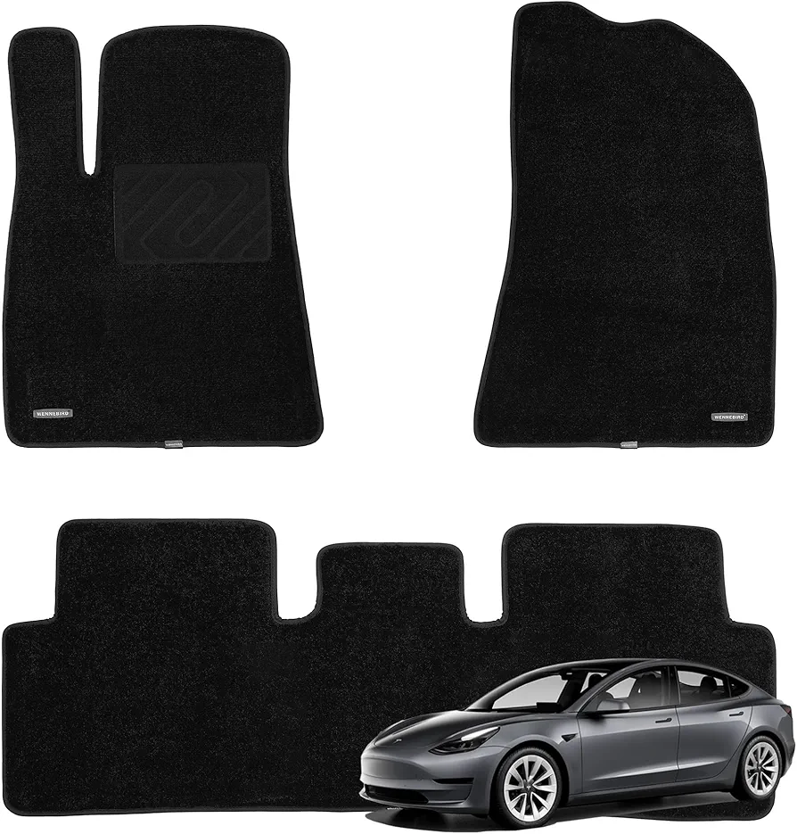 WENNEBIRD Alfombrillas de Piso Premium para Tesla Model 3 2017-2023, revestimientos de Piso Antideslizantes Impermeables de Primera Calidad, Accesorios para el Interior del automóvil - Negro