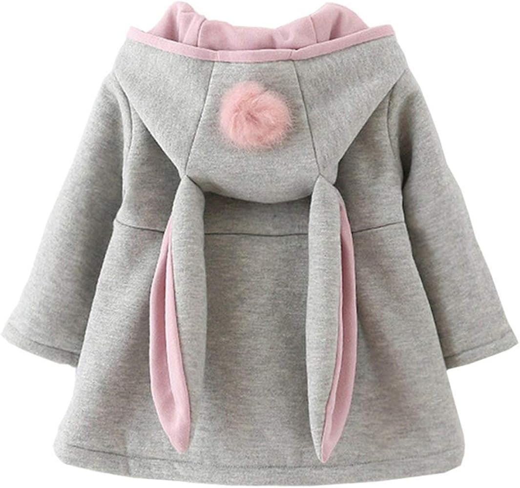 EDOTON Abrigos Niña Pequeño Ropa Otoño Invierno Chaqueta con Bola de Pelo Encantador Oreja Capucha Grueso Capa para Bebés Niña
