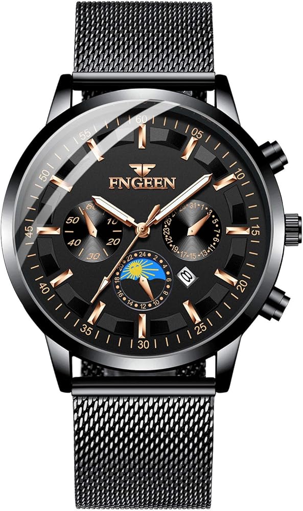 MICGIGI - Relojes de pulsera de cuarzo analógicos impermeables para hombre con correa de acero inoxidable, pulsera