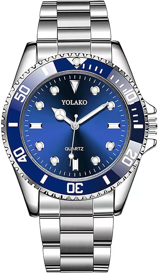ELLENNE - Reloj de hombre de acero con correa de metal moderno y elegante para chico azul M09b, turquesa, Pulsera