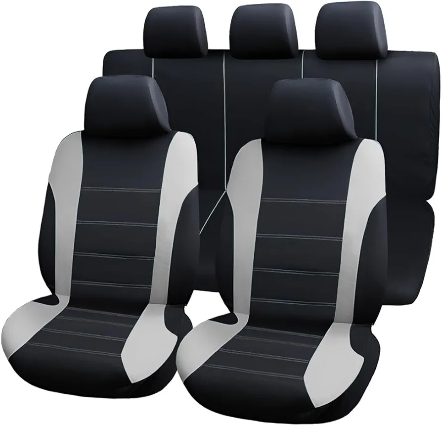 JNNJ Fundas para Asientos Coche Universal, Asientos Y Reposacabezas Coche Fundas, Protector para Asientos Delanteros Y Traseros Automóvil, para SUV Camión Transportar, Furgonetas(Cinco plazas)