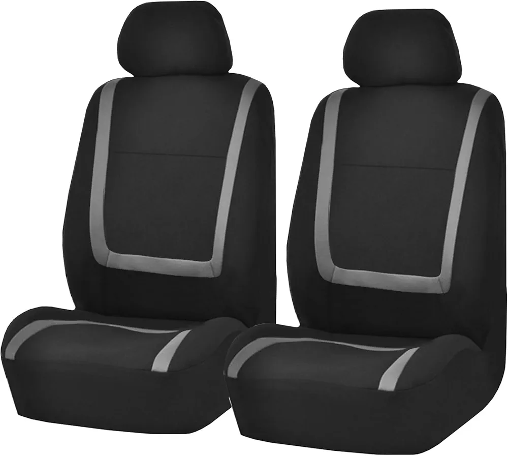 FH Group Juego de fundas de asiento delantero de automóvil, fundas de asiento de automóvil para asientos de respaldo bajo con reposacabezas extraíble, ajuste universal, fundas de asiento de automóvil,