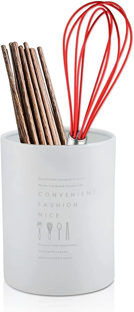 HERCHR Porta Utensilios de Acero Inoxidable, Porta Palillos Estante para Secar Utensilios de Cocina Fregadero Blanco Porta Cucharas de Cocina para Encimera