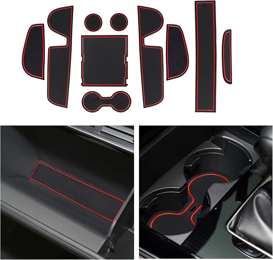 CDEFG Compatible con Mazda CX30 CX-30 2019-2023 2024 Alfombrillas de Goma Antideslizantes para Reposabrazos Consola Central Portavasos Coche Accesorios (Rojo)