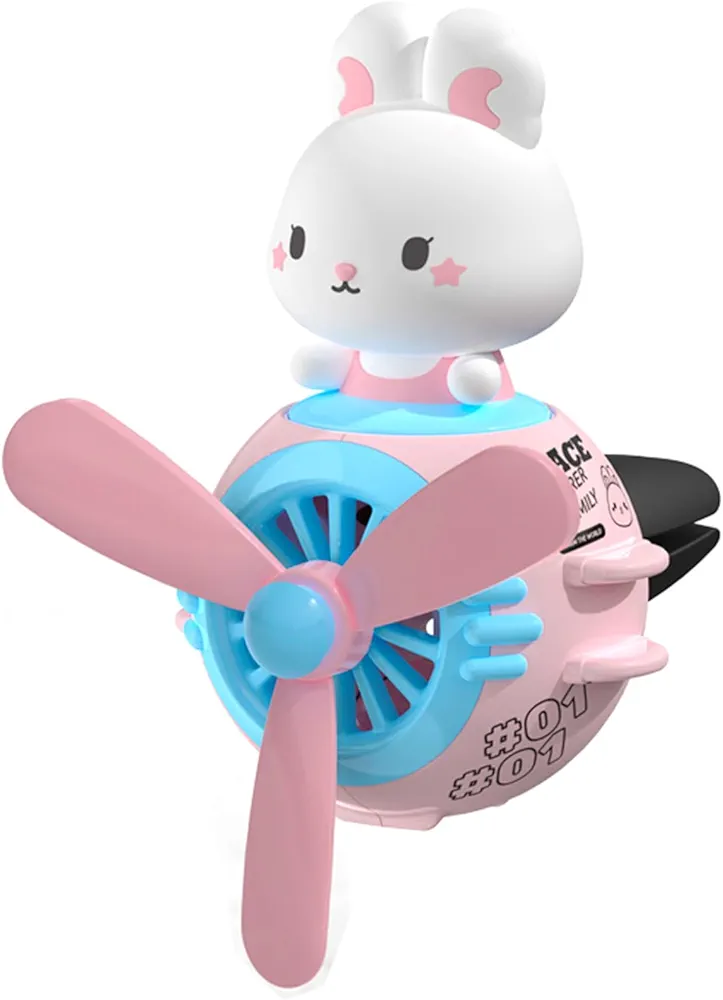 Ambientador Coche Lindo Conejo Piloto, Car Vent Ambientadores Coche, Hélice Giratoria Salida de Aire Ventilador Creativo Difusor de Coche, Accesorios para Coche Lindo, Decoración de Perfume para Coche