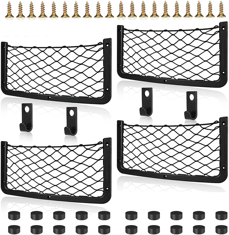Omtofo 4 Piezas Red Maletero De Coche, Organizador de Red para Maletero Coche 36x18CM, Elástica Redes de Almacenamiento, para Autocaravanas/Hogar/Coche Asiento/Barcos