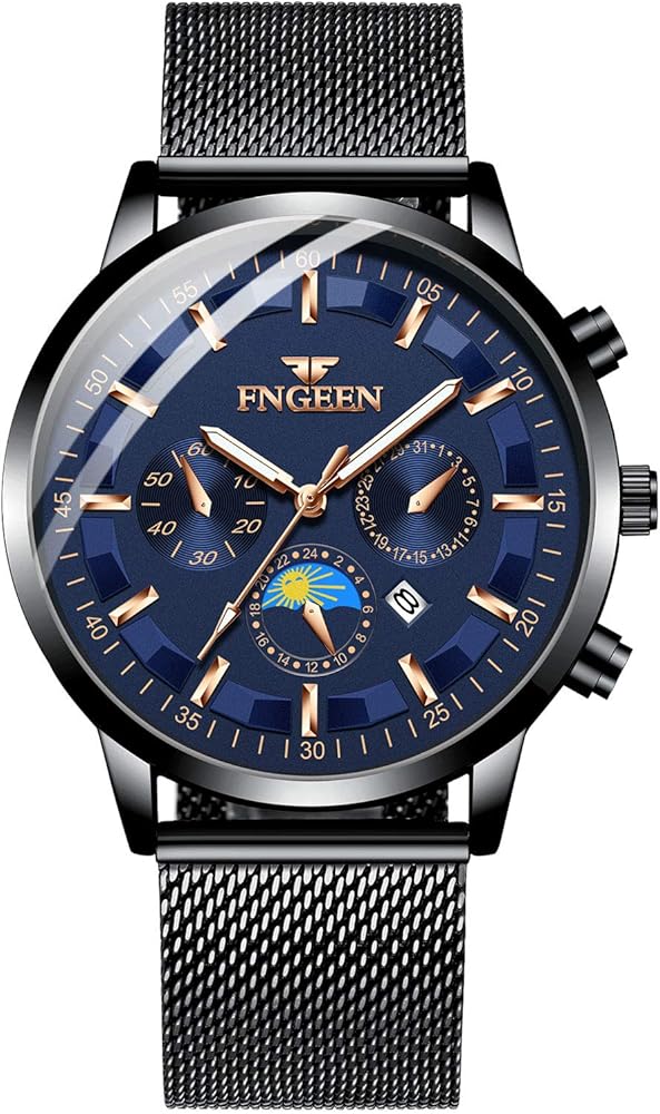 MICGIGI - Relojes de pulsera de cuarzo analógicos impermeables para hombre con correa de acero inoxidable, pulsera