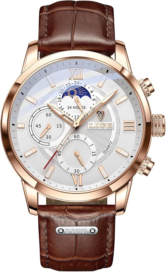 LIGE - Reloj para hombre, impermeable, elegante, 30 m, analógico, cronógrafo, fecha, luminosos, clásicos, de moda de negocios casuales, relojes de pulsera de acero inoxidable, regalo para hombres,