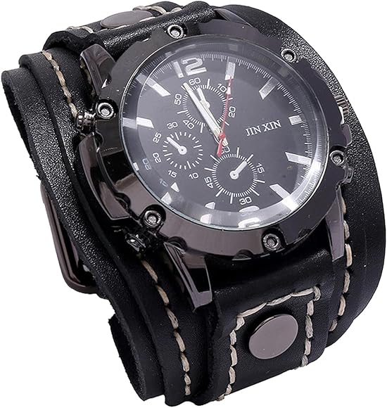 F Fityle Reloj de Pulsera Punk Vintage para Hombre, brazaletes de Reloj para Hombre, cómodos para Hombre, Novio, Padre