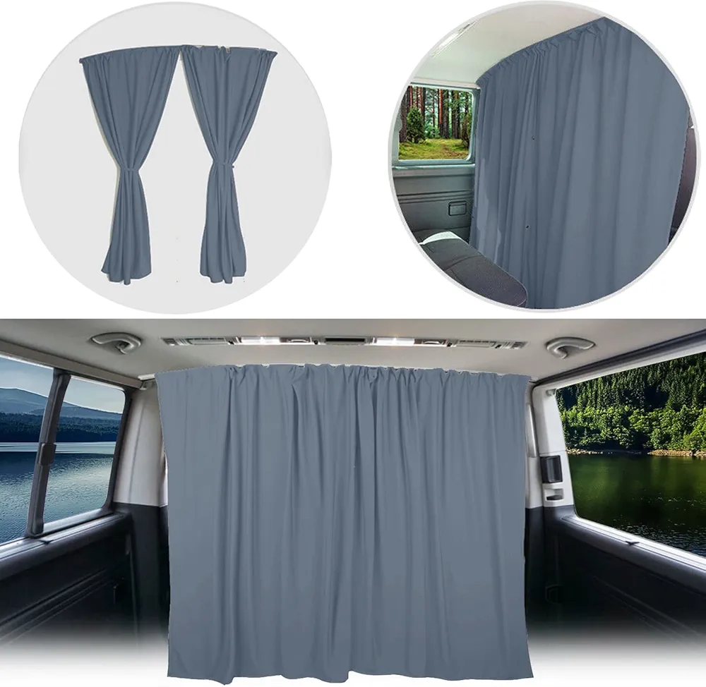 BREMER SITZBEZÜGE Separación de cabina del conductor, protección solar, cortina compatible con VW T3 T4 Multivan Transporter Caravelle, accesorio de camping y caravana, color gris
