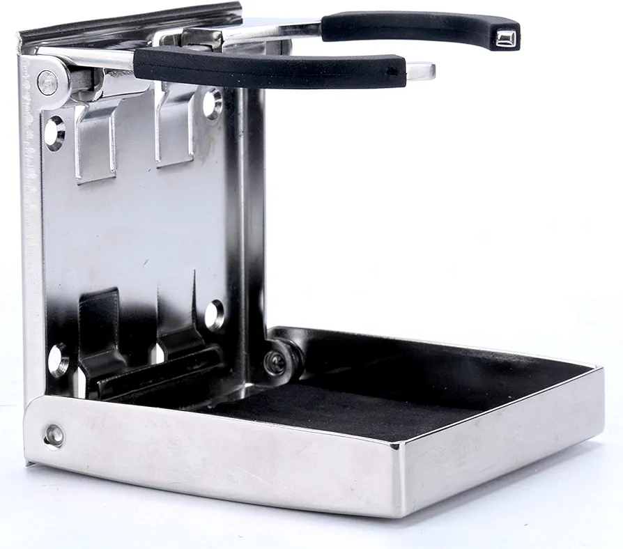 FreeTec Soportes de Bebidas Plegables Ajustables de Acero Inoxidable Marina/Barco/Caravana/automóvil (55 mm-75 mm de diámetro)