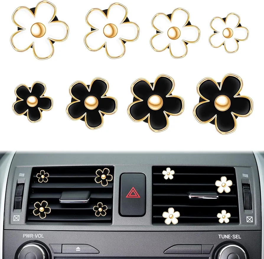 8 Piezas Clip Ambientador Flor Margarita Clips de Ventilación Clip de Ventilación con Tabletas Perfumadas Aptas para Rejillas de Ventilación de Automóviles y Rejillas de Aire Acondicionado