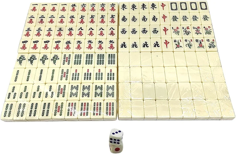 lembrd Juego de Mahjong - Juegos Tradicionales Chinos de Mahjong | Suministros para Viajes, Amigos, Familia, Ocio, Juego, Fiesta, Regalo para Mujeres, Hombres, portátil y Compacto