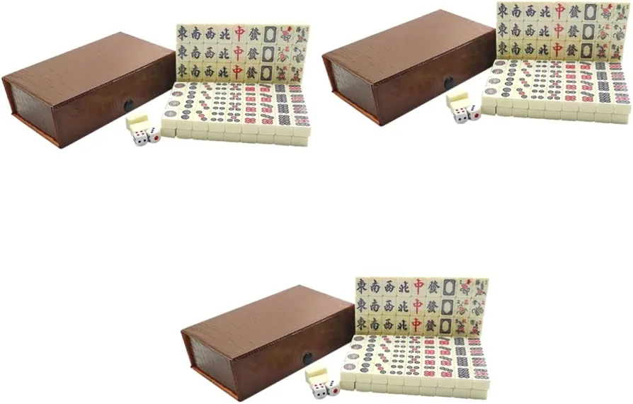 BESTonZON 3 Juegos Viajes Ocio Mahjong maquineta Cajas dominó Chino Juegos de Mesa para microjuguetes Juguetes de Viaje jongg Kit de Mahjong con Dados Juguete de Viaje Mahjong Acrílico