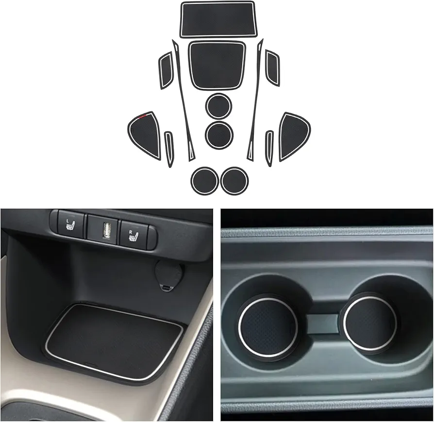 CDEFG Alfombrillas de Goma Antideslizantes Compatible con Toyota Yaris Cross 2021 2022 2023 2024 para Reposabrazos Consola Central Portavasos Coche Accesorios (Blanco)