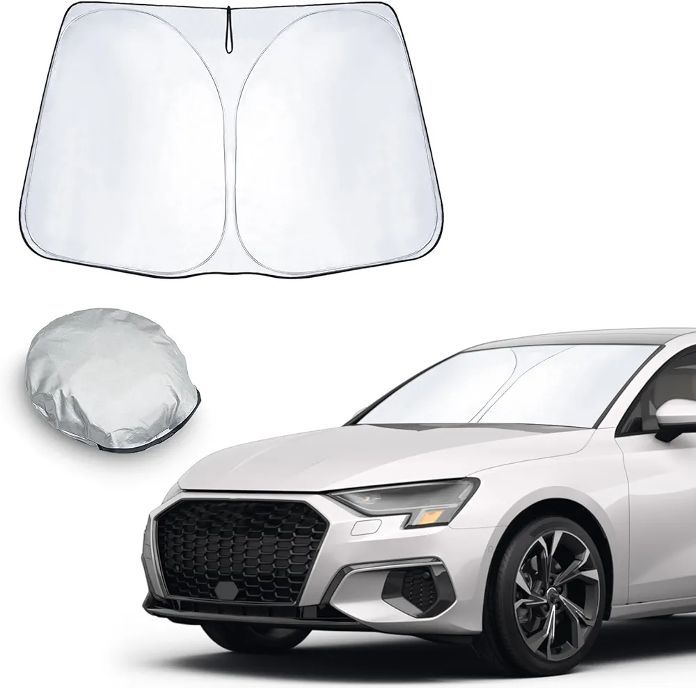 CDEFG Compatible con Audi A3 8Y 2021-2023 2024 Parasol Coche Delantero Coche Parabrisas Protector Plegable con Gran Pantalla Anti UV Rayos Contral de Calor Multiuso Fresco-Parasol A3 2024 Accesorios