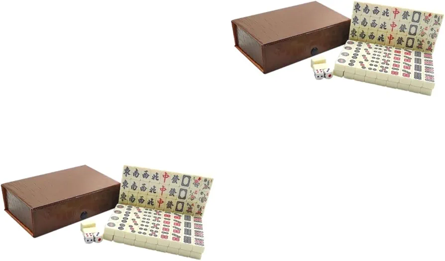 BESTonZON 2 Juegos Viajes Ocio Mahjong jongg Fiesta Mahjong Juguete Mini Juego de Mahjong Juguetes de Viaje maquineta Cajas clásico Juego de Fiesta de reunión Juego de Mesa Familiar Acrílico