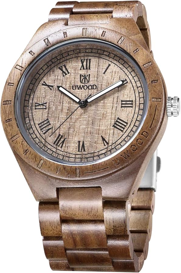 RORIOS Moda Reloj de Madera Reloj de Hombre Analógico Cuarzo Relojes Madera Reloj de Pulsera Natural De Madera del Reloj