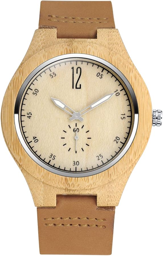 MicLee-Reloj Simples de Madera Natural marrón Oscuro Relojes de Cuero de Vaca Correa de los Hombres y Las Mujeres de Cuarzo Universal Relojes de Moda de Negocios