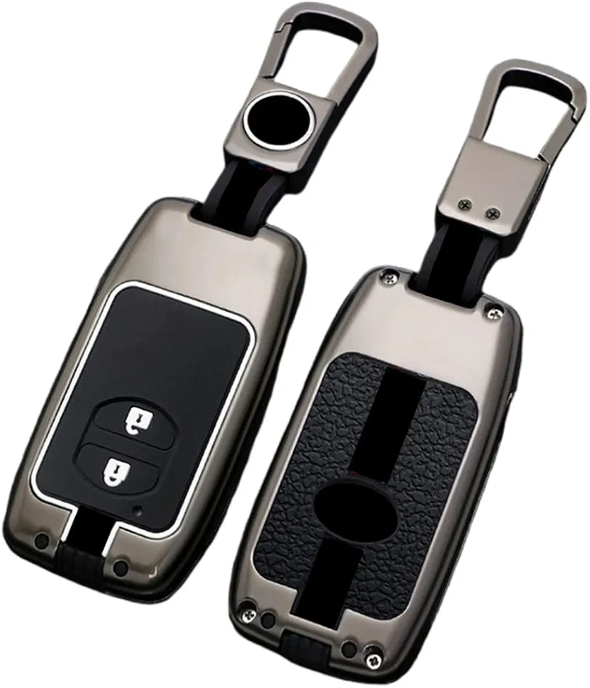 Otai Caso de la Cubierta de la Llave del Coche de Aleación de Zinc Compatible con Toyota Land Cruiser Prado 150 Camry Prius Crown con Silicona Fluorescente Botones (Color Mate 2 Botones)