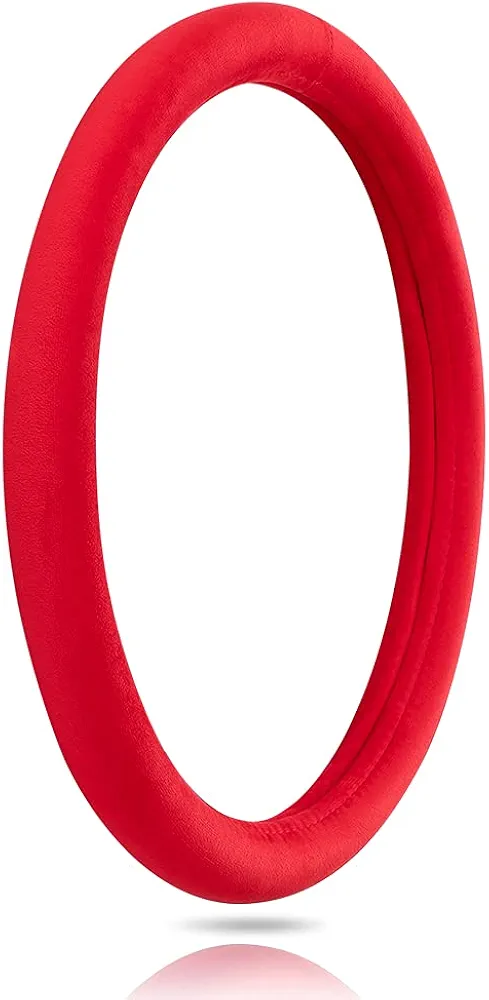 Sungeek Funda para Volante de Terciopelo Suave, Cubierta del Volante de Lujo Universal Accesorios para Interior del Coche 38cm (Rojo)