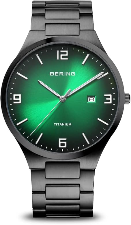 BERING Reloj analógico para Hombre de Cuarzo con Correa de Titanio con Pulsera de Elementos de Titanio 15240-728, Pulsera
