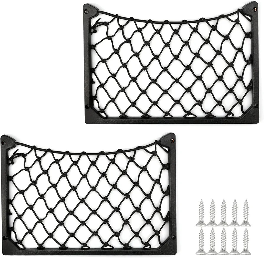 Doafoce 2PCS Red Maletero de Coche Asiento con 10 Tornillos(31x21cm) Organizador de Red para Maletero Coche Red de Almacenamiento para Autocaravanas/Hogar/Coche Asiento/Barcos