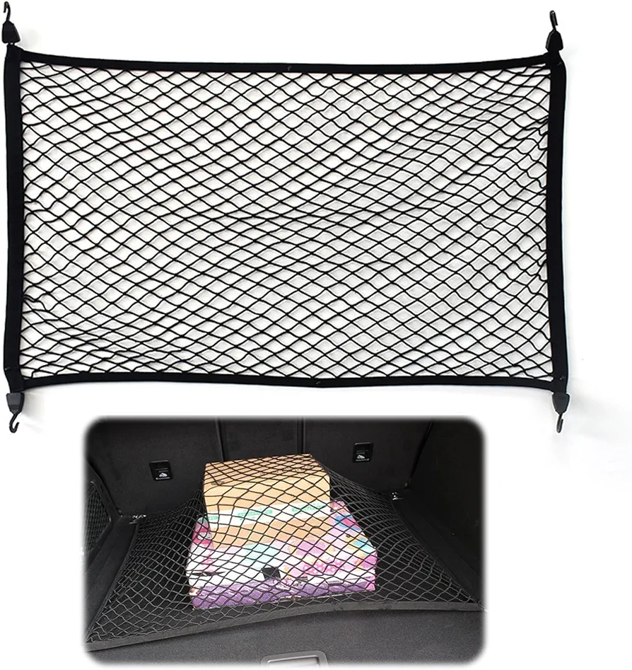 Red Maletero de Coche, Red Grande para Maletero de Coche con 4 Ganchos 60×40cm Puede Extender a 120x80cm, Red Elástica Maletero Organizador de Coche, Red Maletero Coche, para La Mayoría de Los Modelos