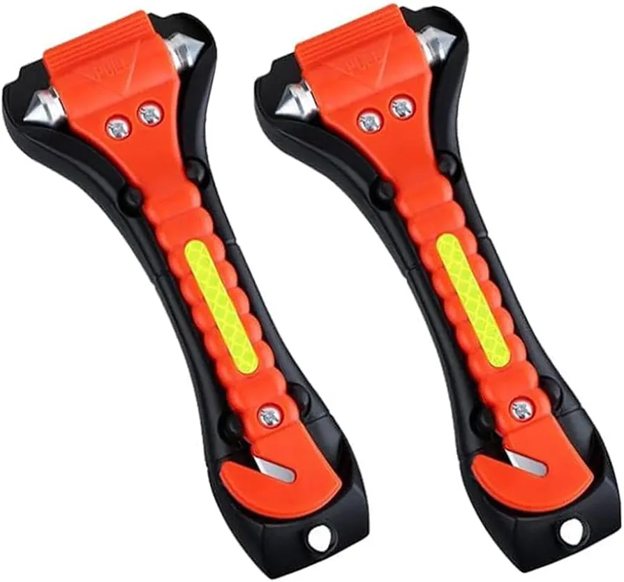 Flaconi 2PCS Rompe Cristales y Cinturones,Accesorios Coche,Cortacinturones y Rompecristales,Cortador Cinturon de Seguridad,para Ayudar a Escapar de un Coche,Cabeza Abajo,Destrozado o en Llamas