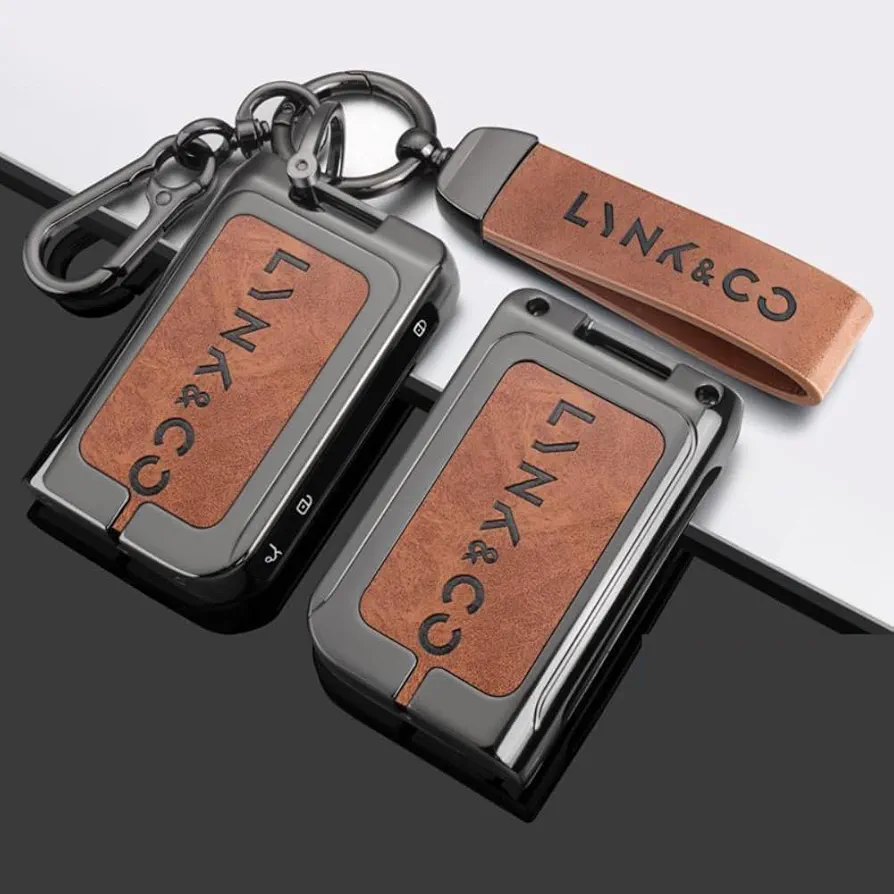 OscitY Coche Zinc Aleación Llavero, para Lynk & Co 06 05 03 01 02 09 Llavero Personalizado Impermeable Anti-rasguños Proteger Decoración Accesorios,B/Brown-Gun Color