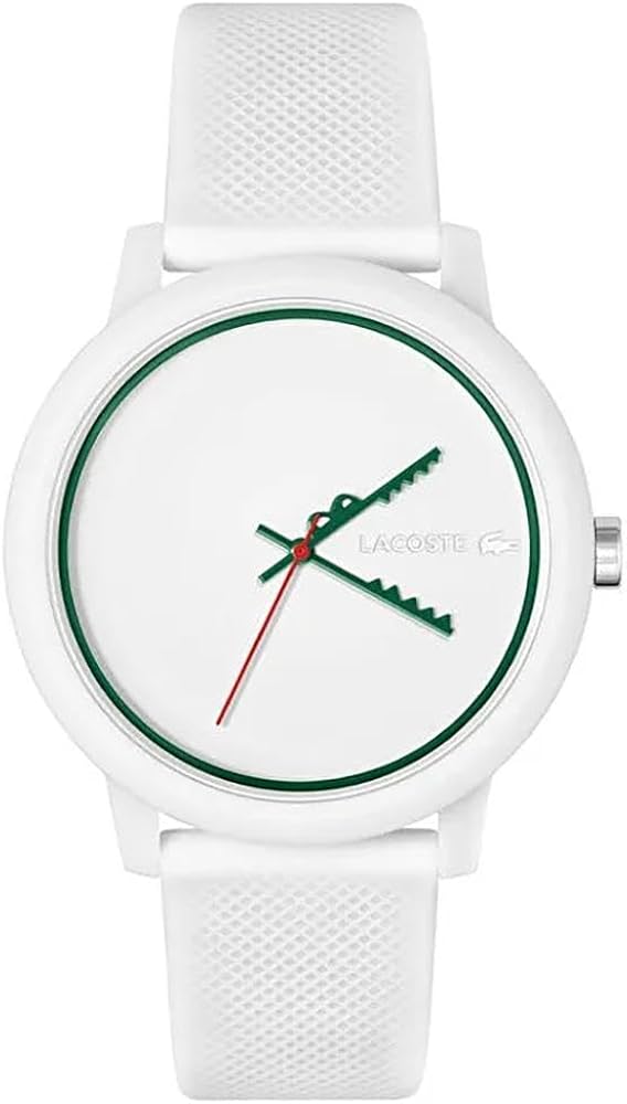 Lacoste Colección de Relojes Lacoste.12.12 para Hombre: Cocodrilo icónico | Tonos llamativos | Pulsera de Silicona | para Uso Casual (Modelo 2011308), Blanco, Minimalista