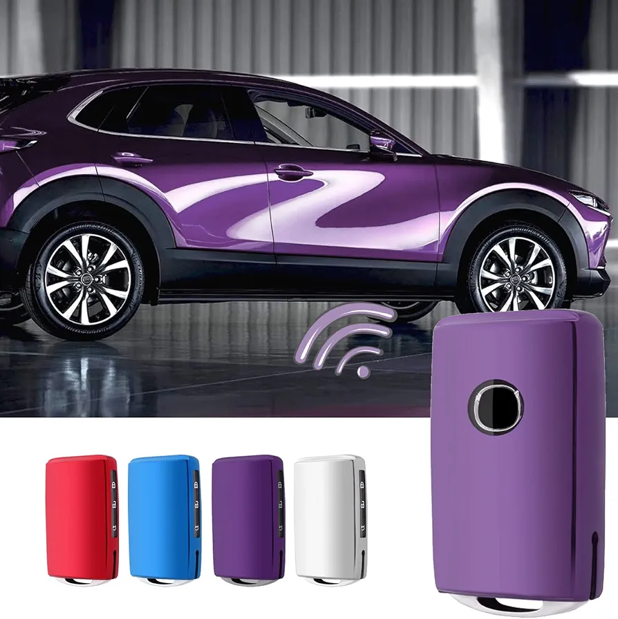 CDEFG Compatible con Mazda 3 BP CX30 CX5 CX8 2019-2023 2024 Funda para Llave de Coche TPU Botones Carcasa Protectora para Mando Smart Funda para Llaves Accesorios (Morado)