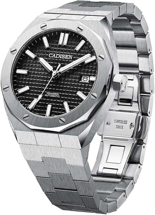 CADISEN Reloj automático para hombre, cristal de zafiro, 100 m, resistente al agua