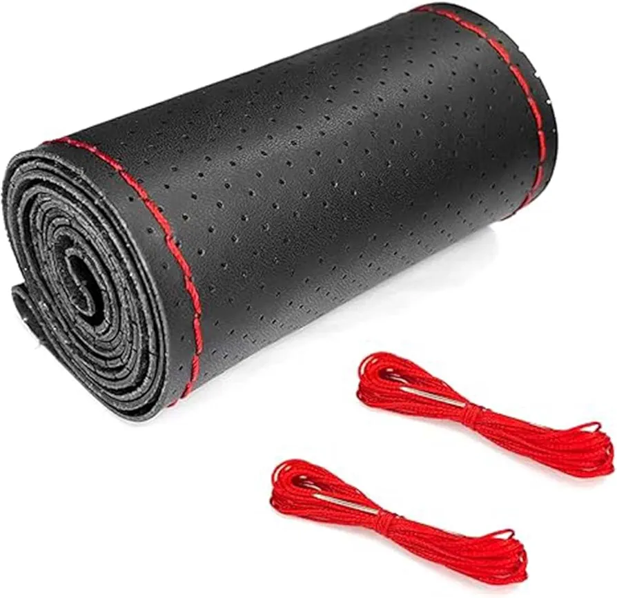 de Volante de Cuero de Microfibra Negro Bricolaje, Accesorios de interior de coche, Fundas de volante Para Comodidad del automóvil funda volante coche funda volante cubre volante coche(negro)