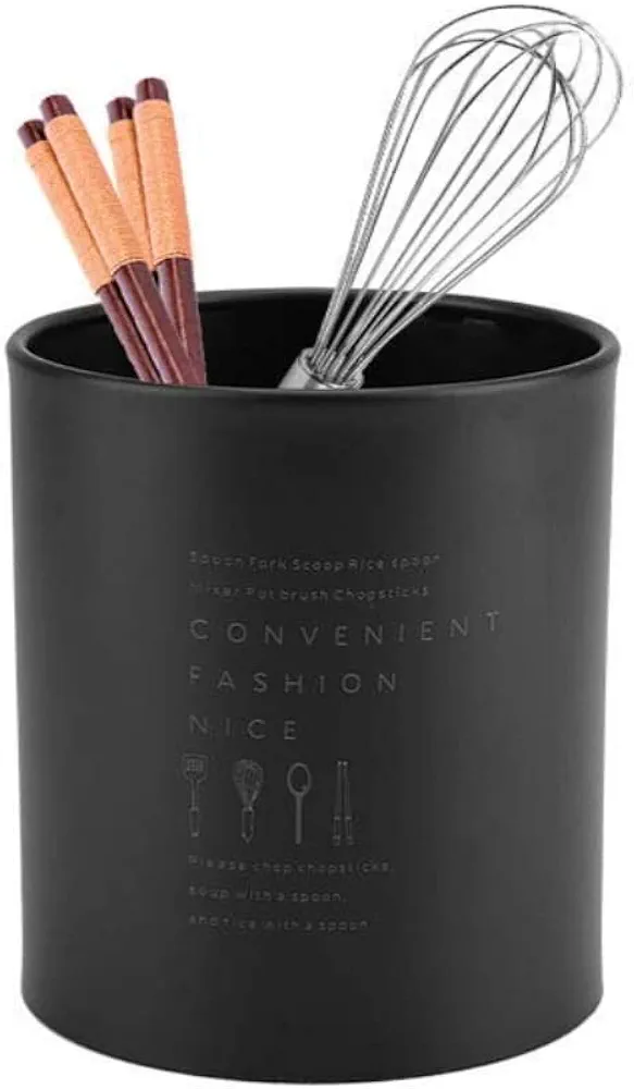 Tyenaza Soportes de Utensilios de Cocina, Soporte para Utensilios de Cocina para Encimera, Soporte para Palillos de Acero Inoxidable de Estilo Nórdico Estante de Almacenamiento para Cocina(Negro)