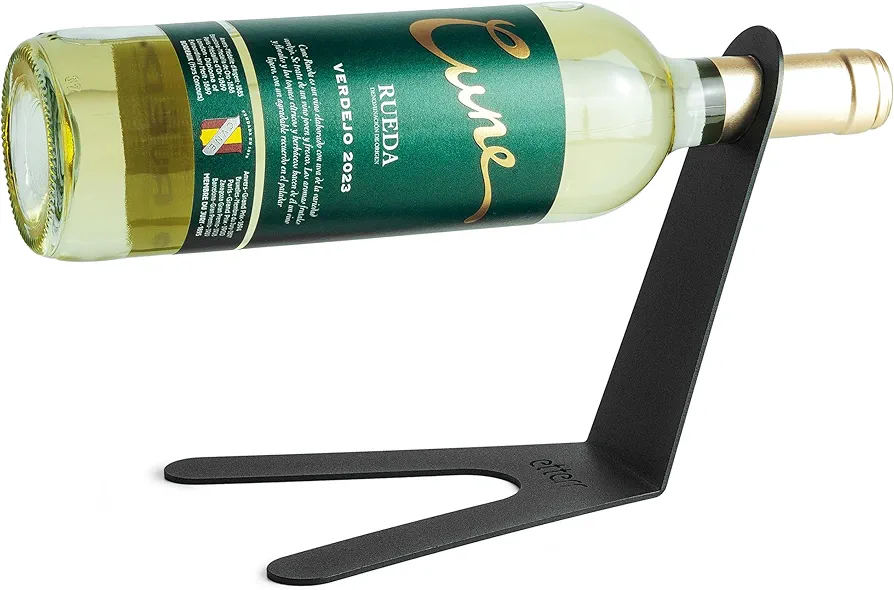 Botellero vino. Organizador cocina, Decoracion hogar para Mesa comedor, Estanteria pared, Mesa cocina, Caja regalo, Expositor metal botella vino, Centro de mesa decorativo salon. (2, Equilibrio Negro)