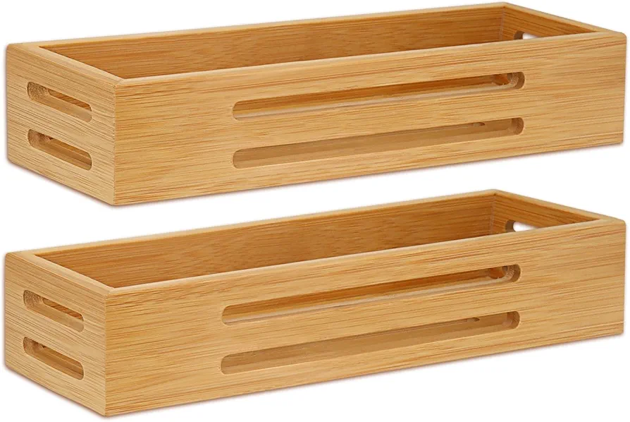 SAUNNIHEN Bambú Especieros para Cocina, 2 Organizador Especias, Especieros para Cocina Pared Autoadhesivos que se Pueden usar para Puertas de Gabinetes, Refrigeradores, Autoadhesivos o Taladro