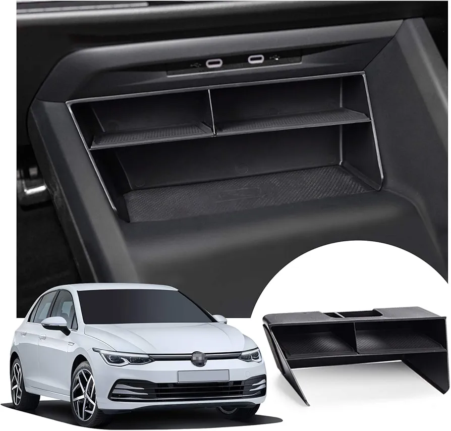 LFOTPP Bandeja de Almacenamiento para Consola Central V W Golf Mk8 8, Golf 8 Caja Bandeja, Coche Interior Accesorios Apoyabrazos Organizador Original