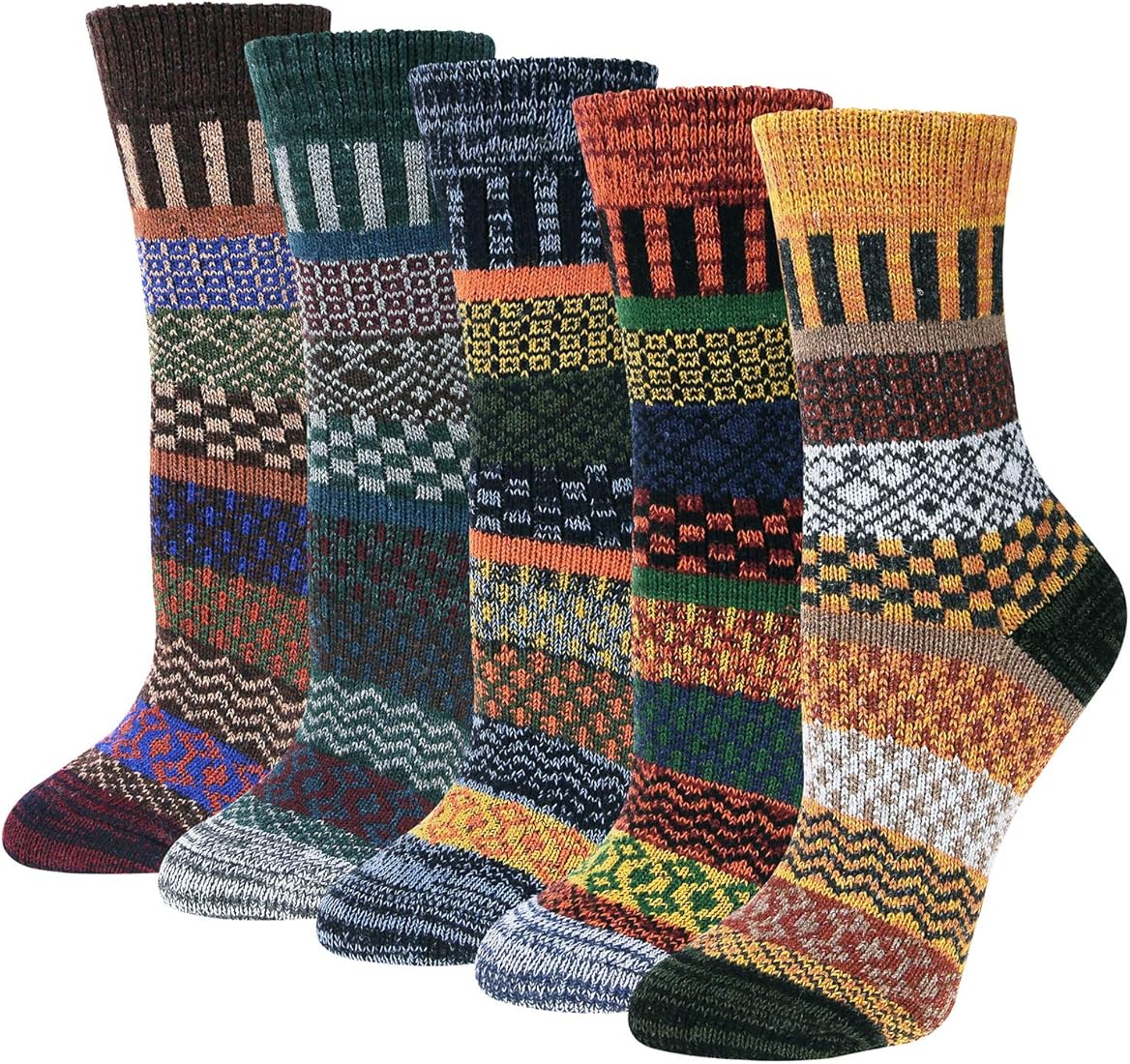 Justay 5 Pares de Calcetines Lana Merino Térmicos Mujer, Calcetines Termicos Invierno Grueso Antideslizante Desenderismo Premium Transpirables Lana para Mujeres