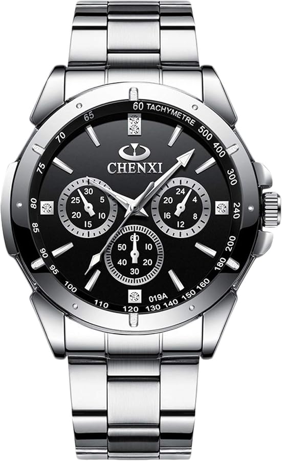 RORIOS Hombre Relojes Analógico Cuarzo Reloj con Correa en Acero Inoxidable Impermeable Luminoso Reloj Clásico Hombres Relojes