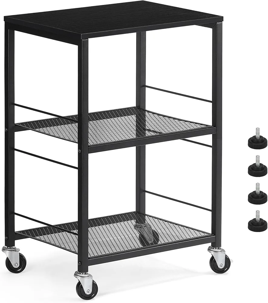 Carrito de Cocina con Ruedas, Carrito de Servicio de 3 Niveles, Carrito Auxiliar con Ruedas Carrito de Almacenamiento de Madera, Carro de Ahorro de Espacio para la Cocina, Baño, Restaurante Oficina