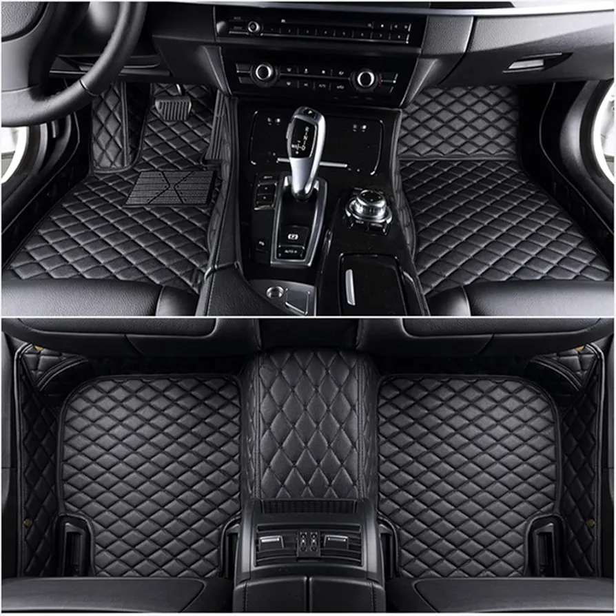 JCVT Coche Cuero Alfombrillas para Skoda Kodiaq/GT/2019 2020 2021 2022 2023, Personalizada Moqueta Antideslizantes Impermeable Accesorios,A/Black