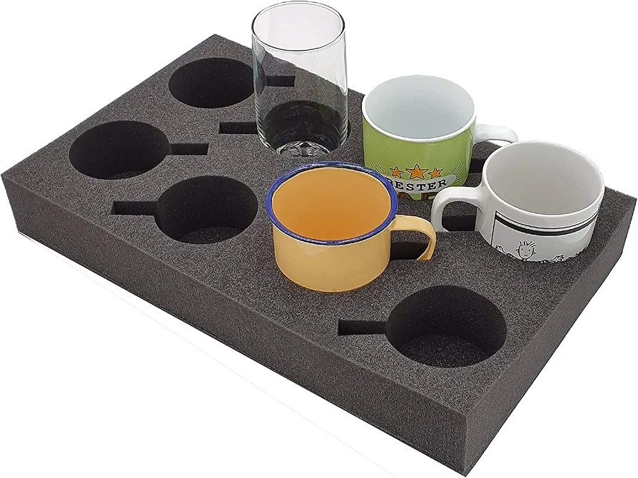 mc-cases Soporte XL para vasos de cristal, espacio para hasta 8 unidades, espuma para camping, caravanas, autocaravanas, barcos (soporte para tazas XL)