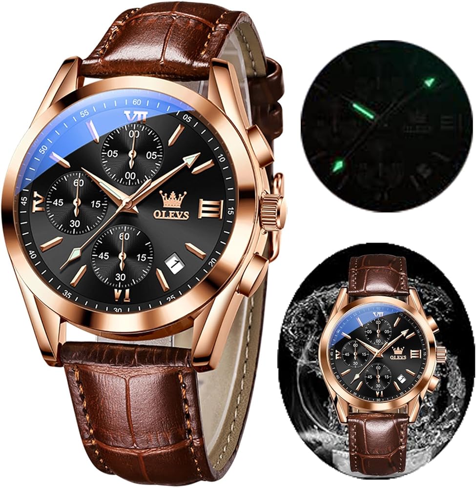 OLEVS Relojes de Lujo para Hombre, cronógrafo, Impermeable, Luminoso, analógico, de Cuarzo, clásico