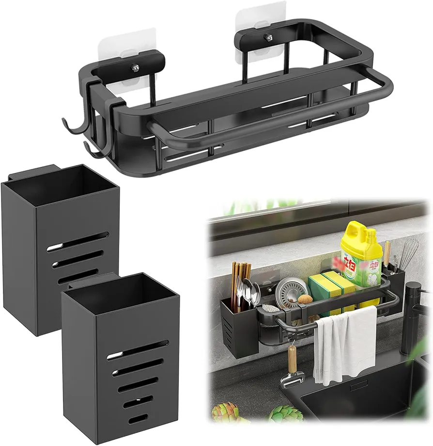 PLATEYTR Organizador de cocina de 1 pieza, soporte para estropajo de cocina, organizador de fregadero para guardar utensilios de cocina como esponjas y cepillos,B