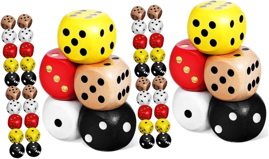 Abaodam 50 Piezas 6 de Color Dados de Fiesta de Madera 0-6 Dados Jugando a los Dados Juego de Mesa Dados Juego de matematicas Dados Juego de Dados Juguetes de Dados de Ocio