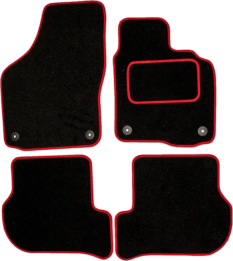 Sakura SS4955RD Alfombrillas para automóvil con Refuerzo para el talón en el Lado del Conductor, Color Negro con Ribetes Rojos, para Citroen C2 (Todos los años de fabricación)