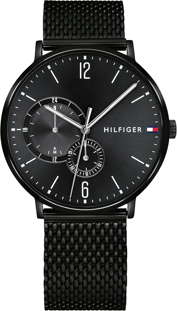 Tommy Hilfiger Reloj Analógico de Cuarzo multifunción para Hombre con Correa de Malla de Acero Inoxidable Negro - 1791507