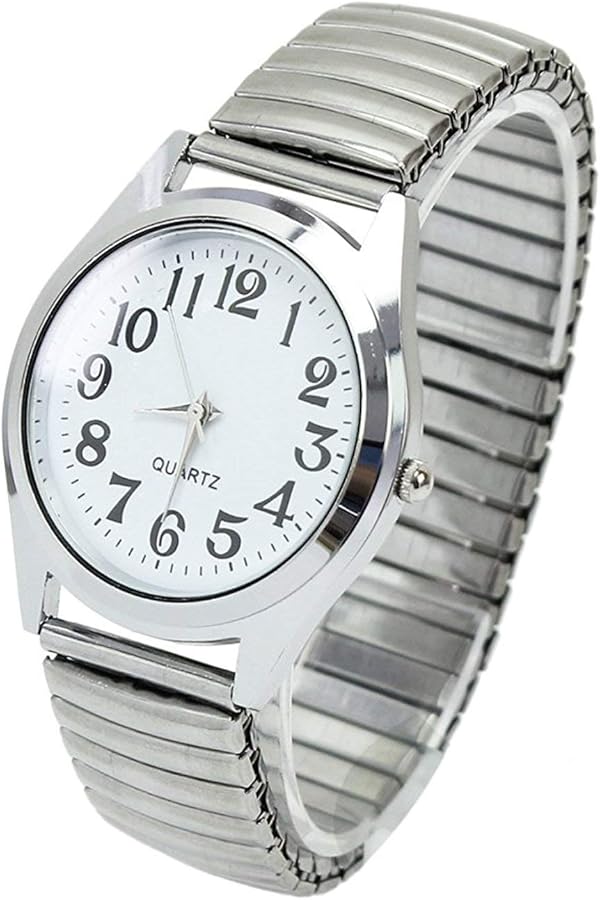 N-K Nice Design - Reloj de pulsera para hombre y mujer (36 mm, con números grandes, elástico, de acero inoxidable, deportivo, informal, práctico y popular)