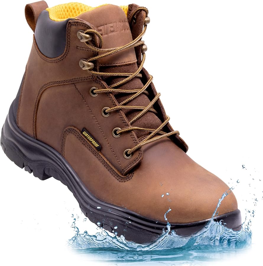 EVERBOOTS ULTRA DRY Men's Waterproof Hiking Work Boots, Lightweight Ultility Leather Shoes, Water Proof Tactical Military Outdoor Ankle Mens Boot for Construction, Roofing, Hunting, Winter Trails
